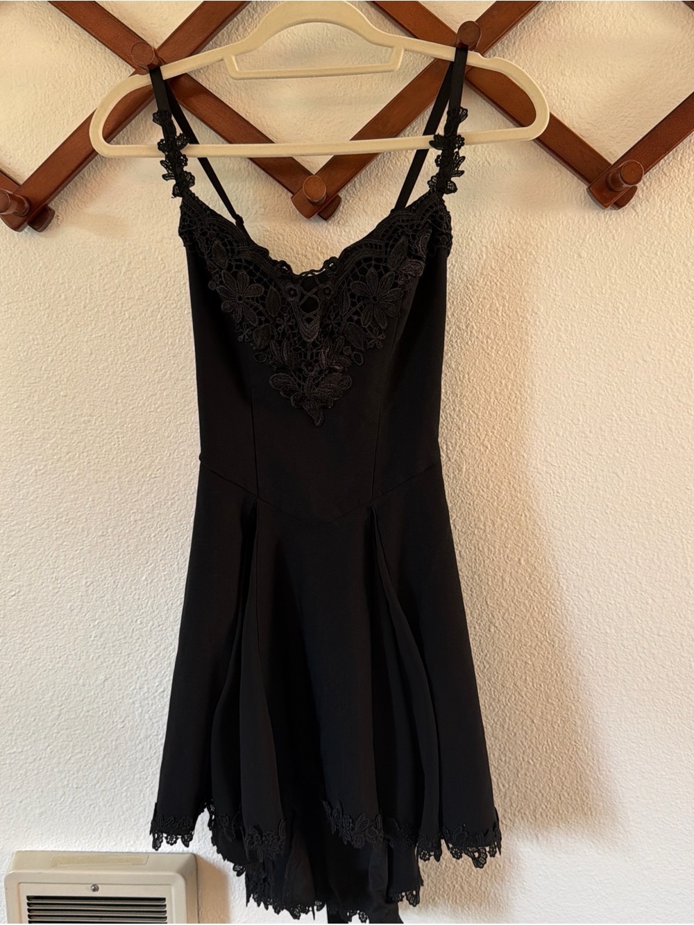 Dolls Kill Black Lace-Trim Mini Dress